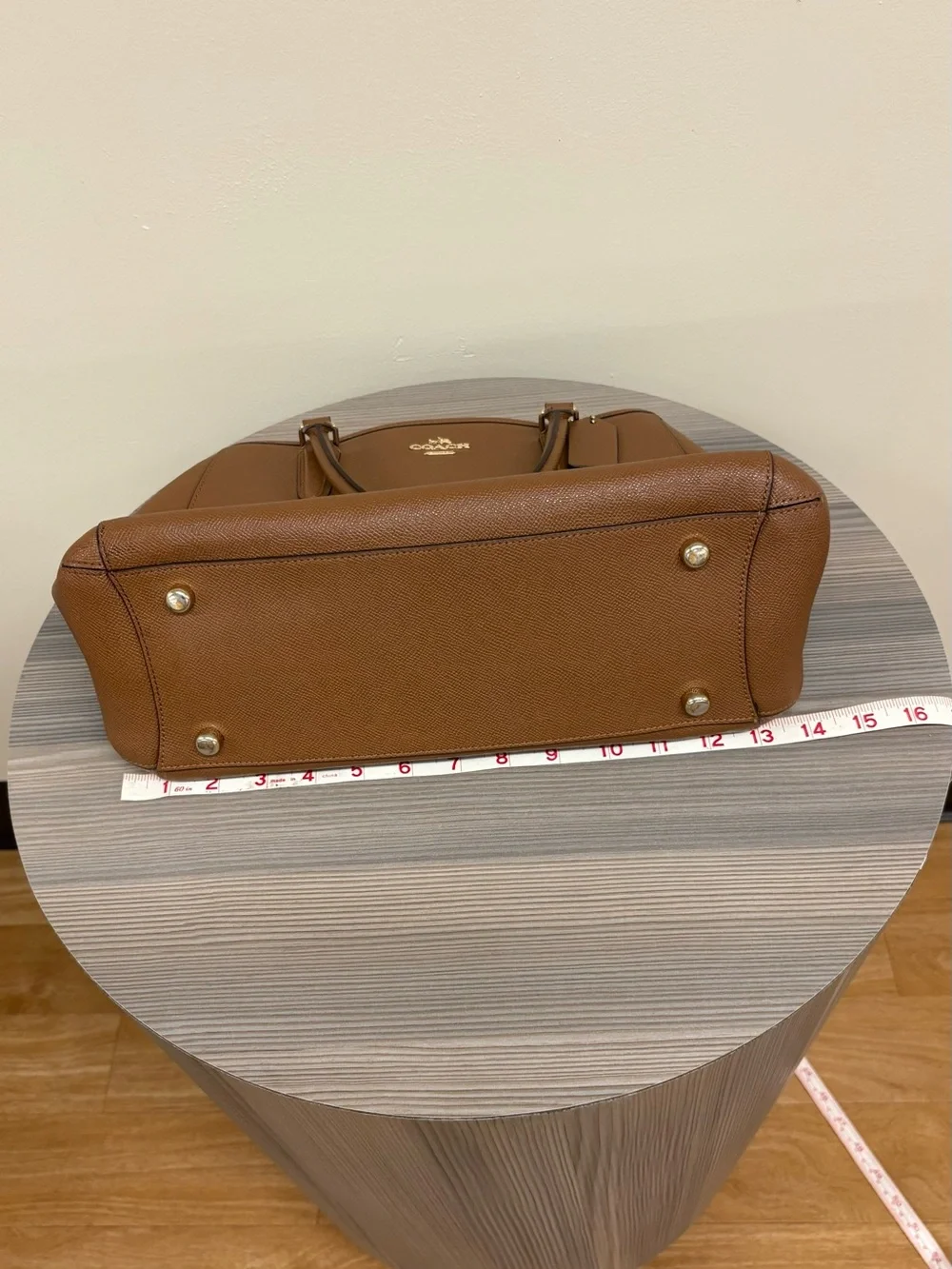 Coach Cognac Leather Satchel with Gold Logo